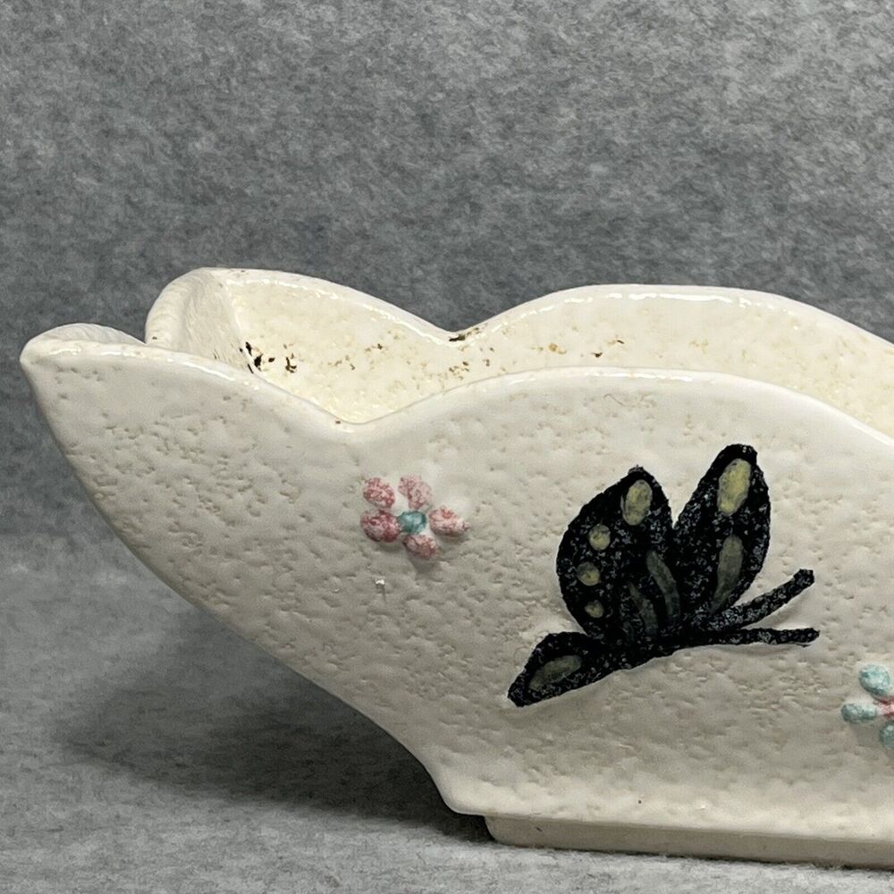 Vtg White‎ Hull Pottery Butterfly Planter Window Box MCM Centerpiece 1956 READ - Picture 7 of 16